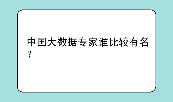 中国大数据专家谁比较有名？