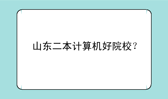 山东二本计算机好院校？