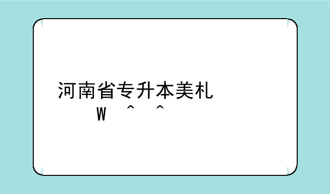 河南省专升本美术考试时间