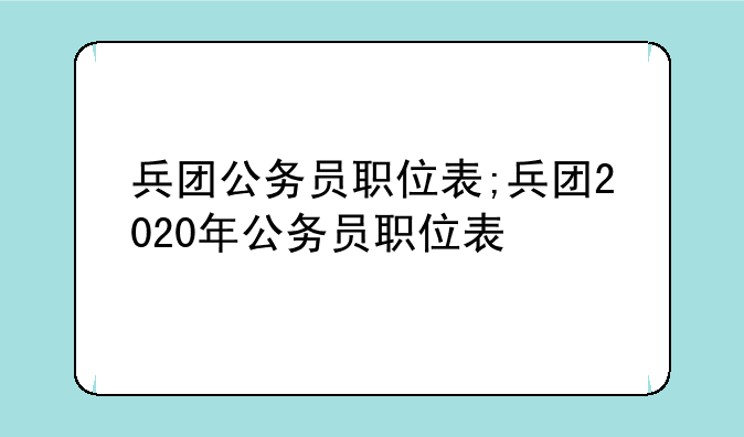 兵团公务员职位表;兵团2020年公务员职位表